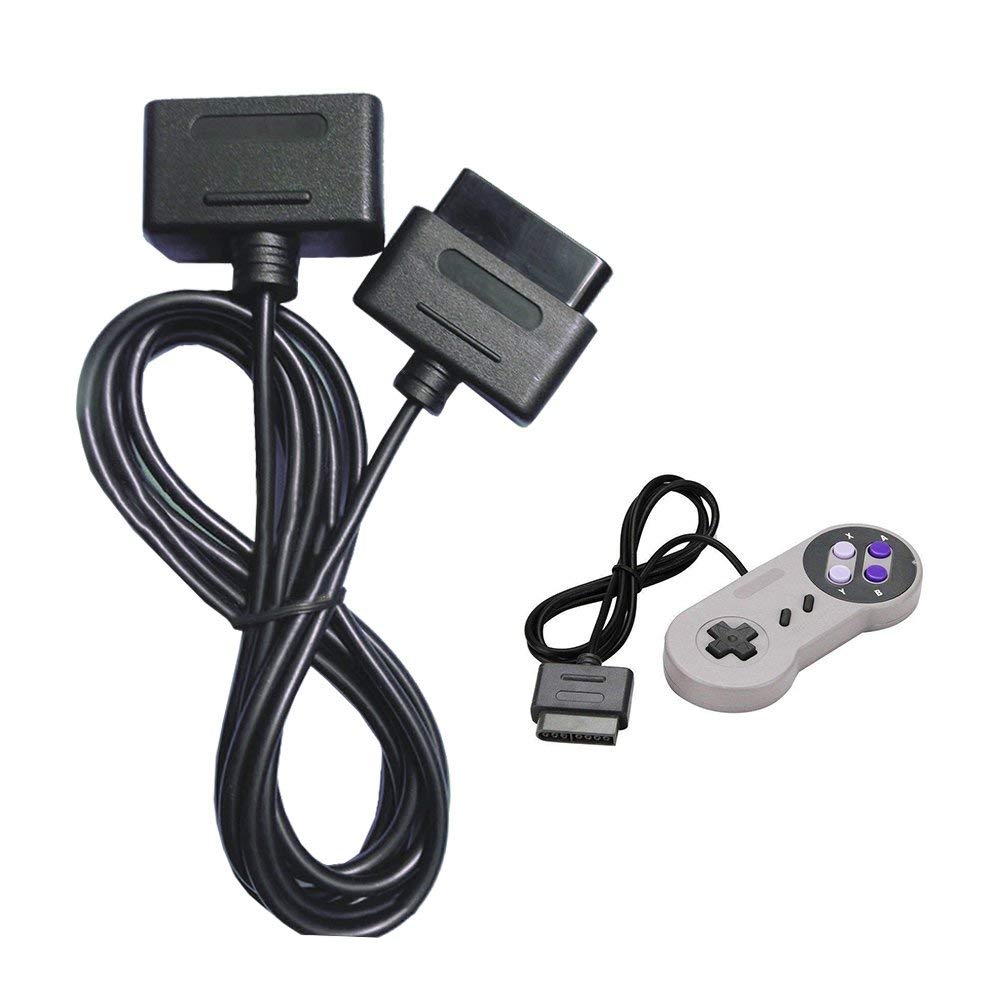 tesha 2Pack 6 ft/1.8m SNES Controller Extension Cable for Retro-Bit SNES Super Nintendo Entertainment System Console