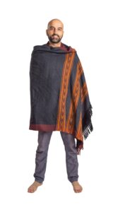 om shanti crafts meditation or prayer shawl or plain blanket, wool shawl/wrap, oversize scarf. unisex (dark grey)