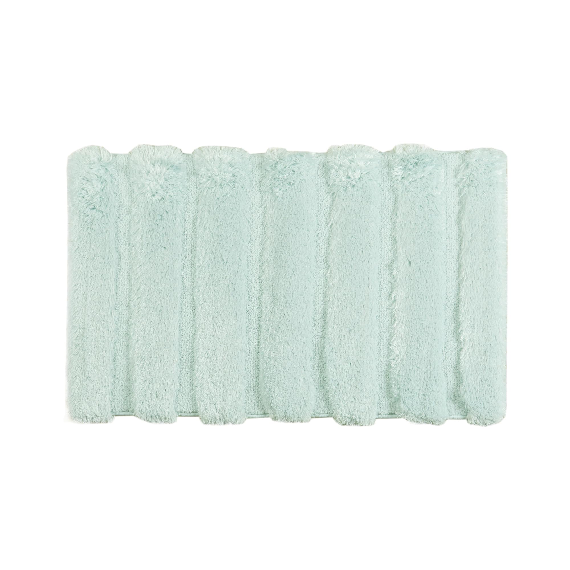 Madison Park Tufted Pearl Channel Absorbent Bathroom Rugs Non Slip Washable Bath Mat Shaggy Rugs For Bathroom Bedroom Plush Thick Soft Machine Wash Rubber Back Seafoam 17x24" 1 piece