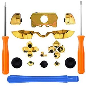 New Thumbsticks Bumpers Dpad Trigger Buttons Set + LB RB LT RT for Xbox One Elite Controller with Tools Chrome Gold