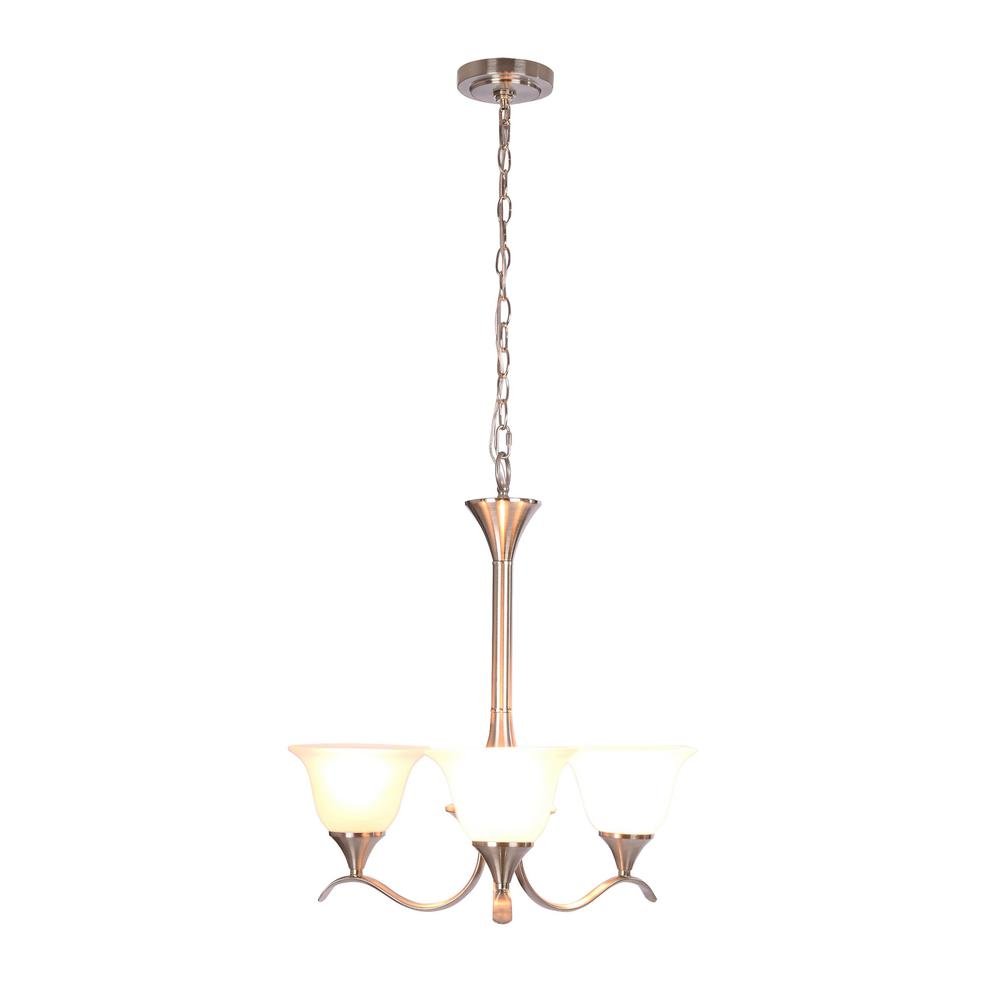 Hampton Bay Santa Rita 3-Light Brushed Nickel Chandelier with Glass Shades