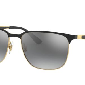 Ray-Ban RB3569 Square Sunglasses, Black On Gold/Grey Mirrored Silver Gradient, 59 mm