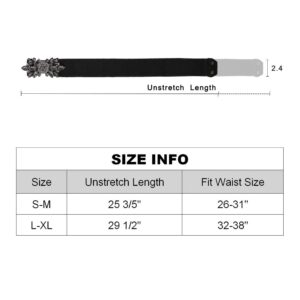 Dorchid Women Retro Belts Rhinestone Cummerbunds Floral Crystal Interlocking Waistband Stretch belt for Female (Black, S-M(26~31"))