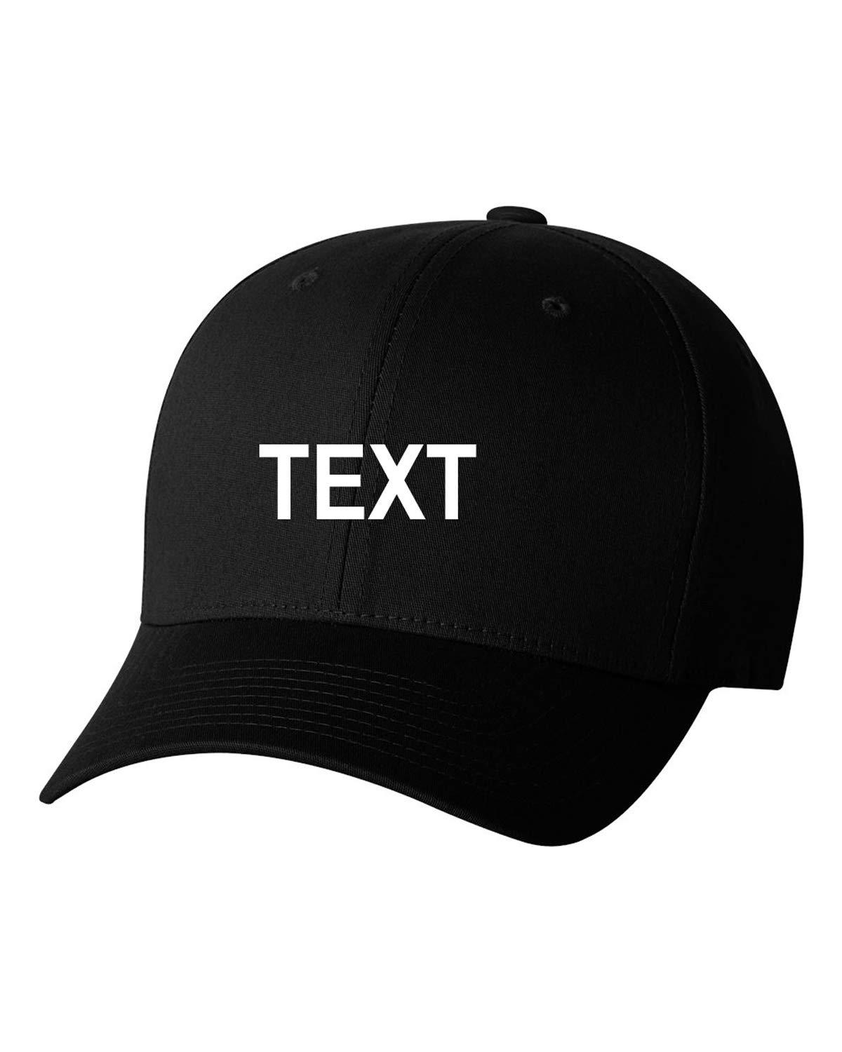 Flexfit Custom Name Embroidered 5001 V-Flex Twill Fitted Baseball Cap (L/XL, Black)