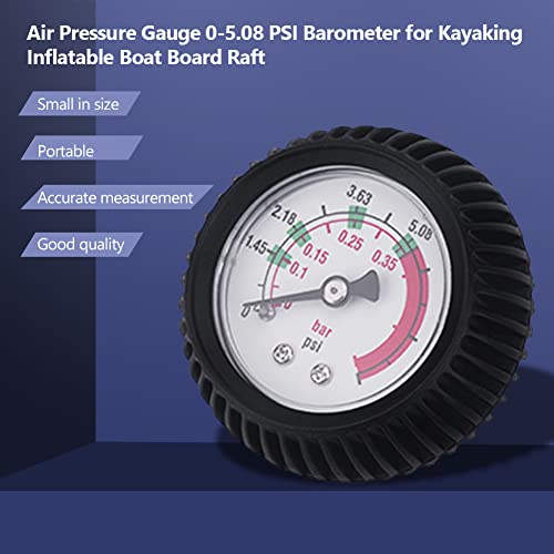 VGEBY Raft Pressure Gauge, Air Pressure Gauge 0-5.08 PSI Barometer for Kayaking Inflatable Boat Board Raft Inflatable Boat Pressure Gauge Air Presskayak