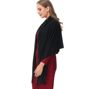 OHAYOMI Womens Pashmina Shawl Wrap Scarf Solid Color Pashmina - Black