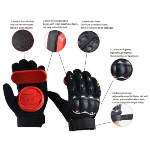 Acoser Longboard Downhill Slide Gloves Skate Gloves with Slide Pucks (Black)