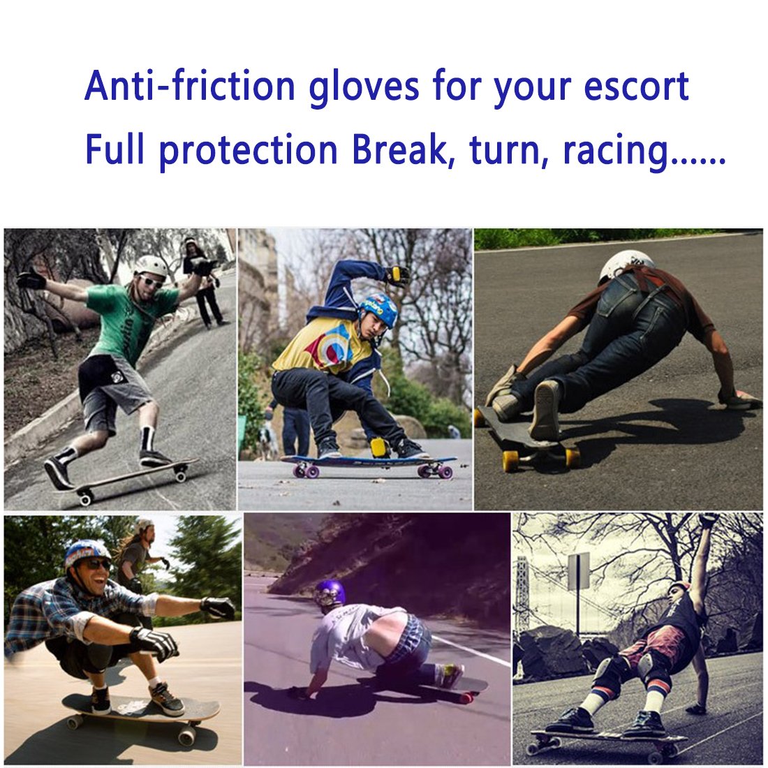 Acoser Longboard Downhill Slide Gloves Skate Gloves with Slide Pucks (Black)