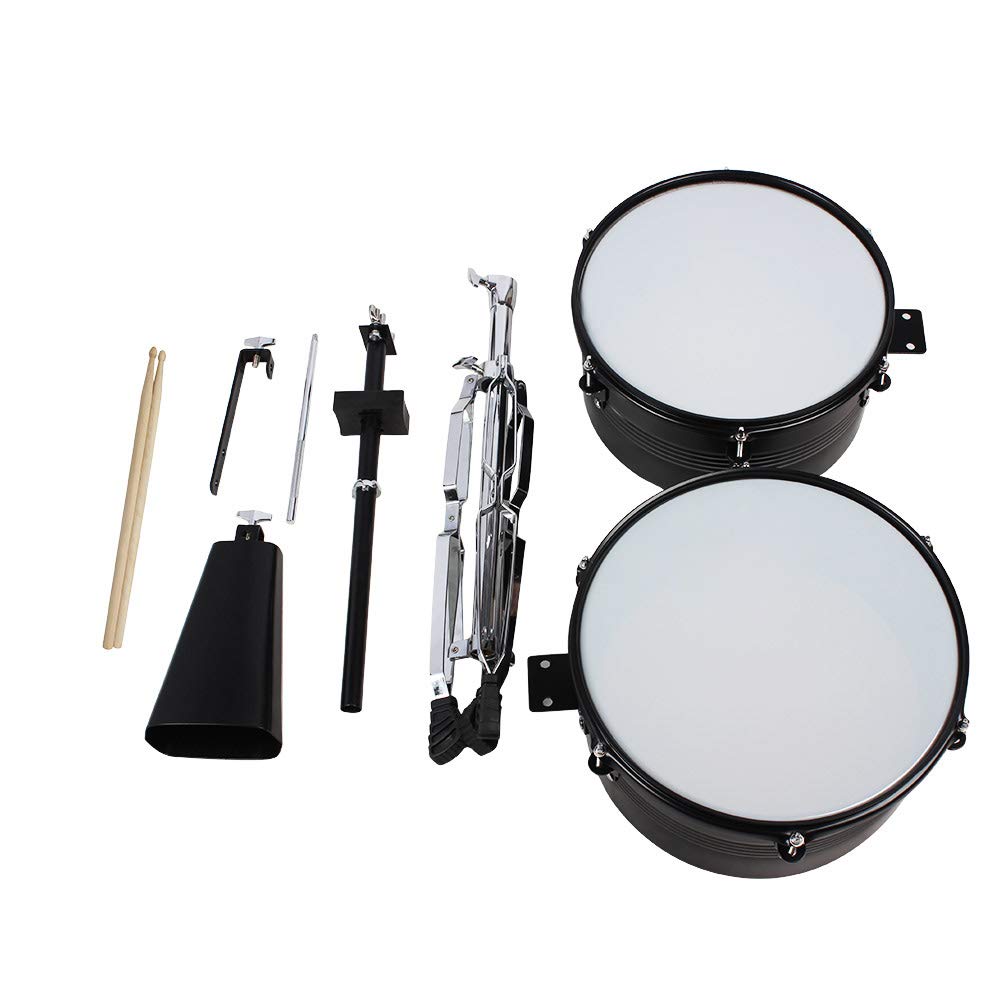 Lykos Percussion 13" & 14" Timbales Drum Set with Stand and Cowbell… (Black)