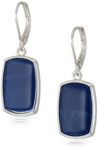 nine west women's silvertone and denim large drop earrings