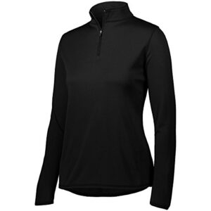 Augusta Sportswear Ladies Attain Wicking 1/4 Zip Pullover - Women's Running Long Sleeve Jacket with Sun Protection, Black, Large