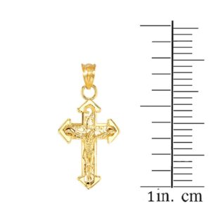 Religious Jewelry Dainty 10k Yellow Gold Fitchee-Style Crucifix Cross Pendant