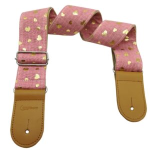 xinlinke girls guitar strap pink cotton heart pattern electric acoustic guitar bass music accessories