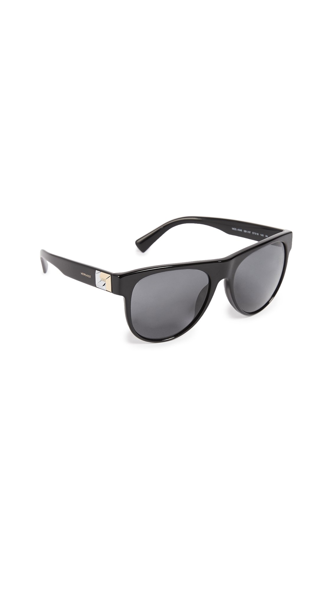 Versace VE 4346 GB1/87 Black Plastic Round Sunglasses Grey Classic Lens