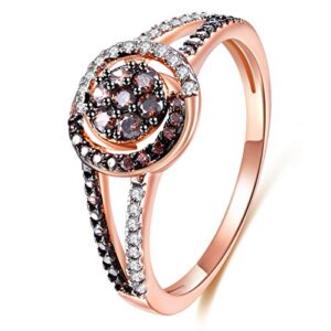 jiangyue rose gold ring round chocolate ring cubic zirconia fake wedding engagement rings for women jewelry size 6