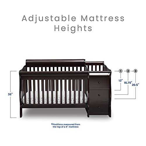 Delta Children Princeton Junction 4-in-1 Convertible Crib and Changer - Greenguard Gold Certified, Dark Chocolate