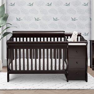 Delta Children Princeton Junction 4-in-1 Convertible Crib and Changer - Greenguard Gold Certified, Dark Chocolate