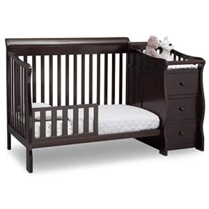 Delta Children Princeton Junction 4-in-1 Convertible Crib and Changer - Greenguard Gold Certified, Dark Chocolate