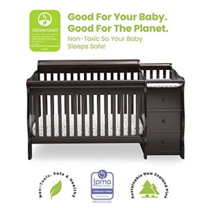 Delta Children Princeton Junction 4-in-1 Convertible Crib and Changer - Greenguard Gold Certified, Dark Chocolate