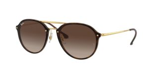 ray-ban rb4292n blaze double bridge square sunglasses, light havana/brown gradient dark brown, 62 mm