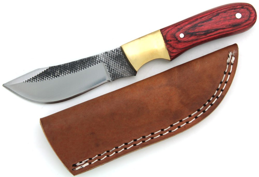 Wild Turkey Handmade Full Tang Real File Hunting Knife w/Leather Sheath Outdoors Hunting Camping Fishing Outdoors (SM-25)