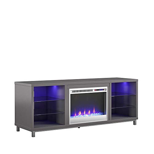 Ameriwood Home Lumina Fireplace Stand, TVs up to 70", Graphite Gray