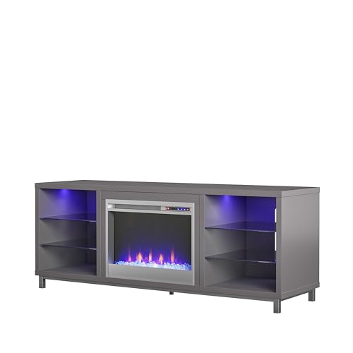 Ameriwood Home Lumina Fireplace Stand, TVs up to 70", Graphite Gray