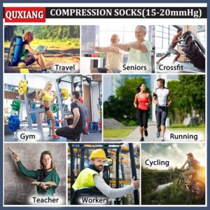 QUXIANG Copper Compression Socks for Women & Men Circulation (8 Pairs) - Best for Running Athletic Cycling - 15-20 mmHg (L/XL,Multi 01)