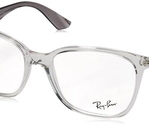 Ray-Ban Men's RX7066 Square Prescription Eyeglass Frames, Transparent on Grey/Demo Lens, 52 mm