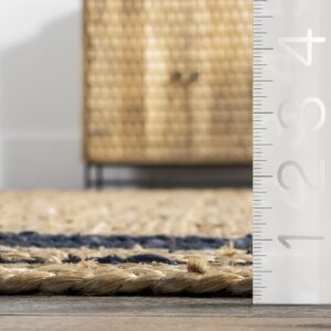 nuLOOM Rikki Coastal Braided Jute Area Rug, 9x12, Navy