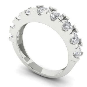 1.53 ct Round Cut Clear Simulated Diamond 14k White Gold Stackable Wedding Engagement Designer Anniversary Ring Band Sz 9.5