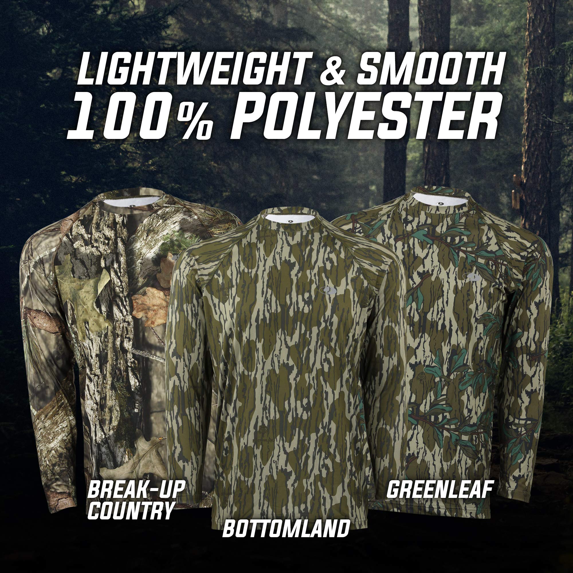 Mossy Oak Men's Standard Hunting Shirt Camo Clothes Long Sleeve, Greenleaf, 2X