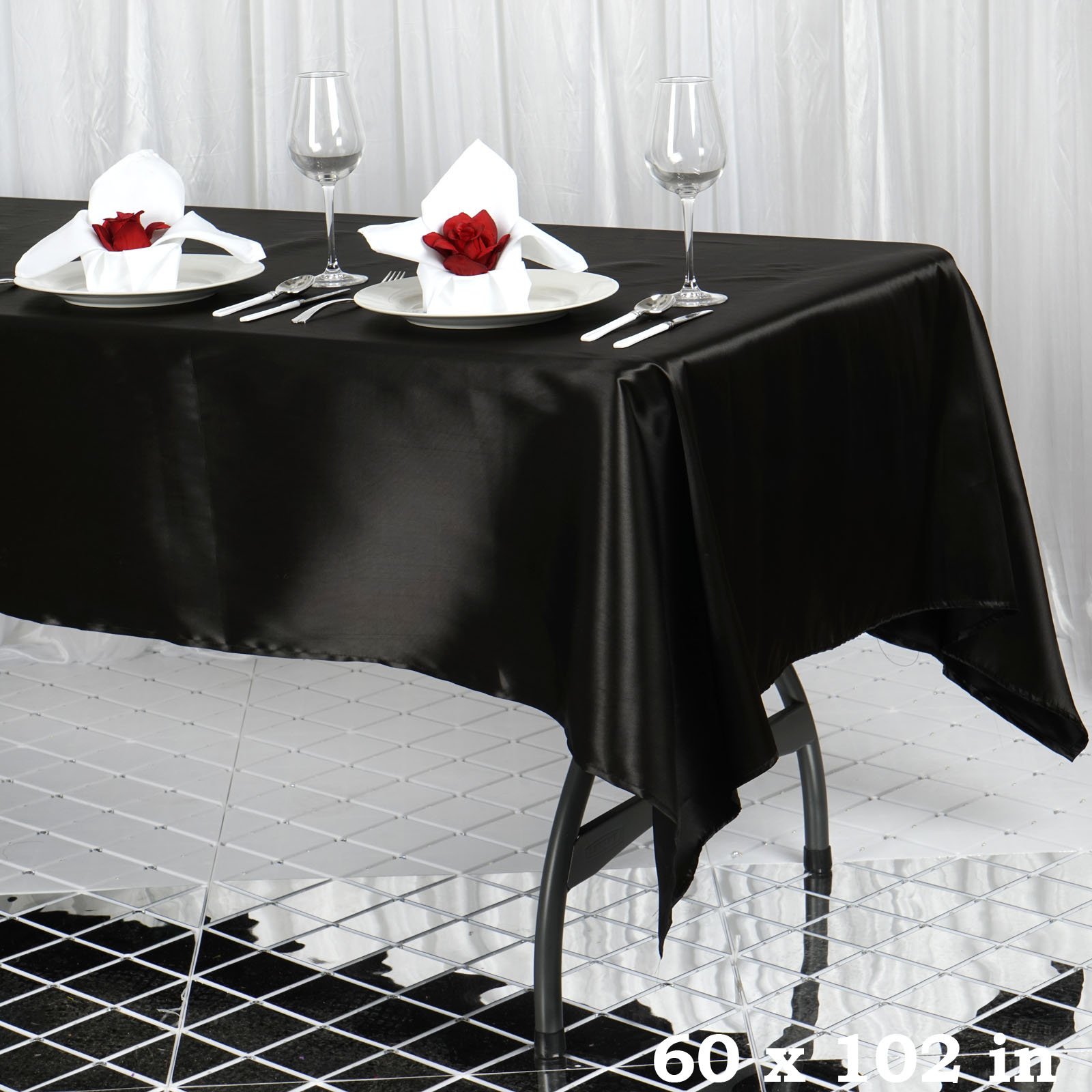 TABLECLOTHSFACTORY Black 60x102 Rectangle Satin Tablecloth