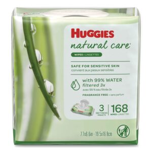 huggies natural care baby wipes, unscented, white, 56/pack, 3-pack/box