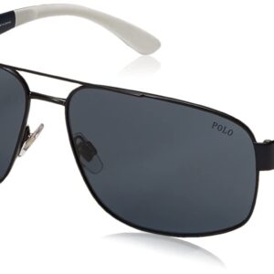 Polo Ralph Lauren Men's PH3112 Aviator Sunglasses, Matte Navy Blue/Grey, 62 mm