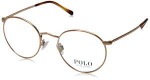 polo ralph lauren men's ph1179 round prescription eyewear frames, shiny dark rose gold/demo lens, 48 mm