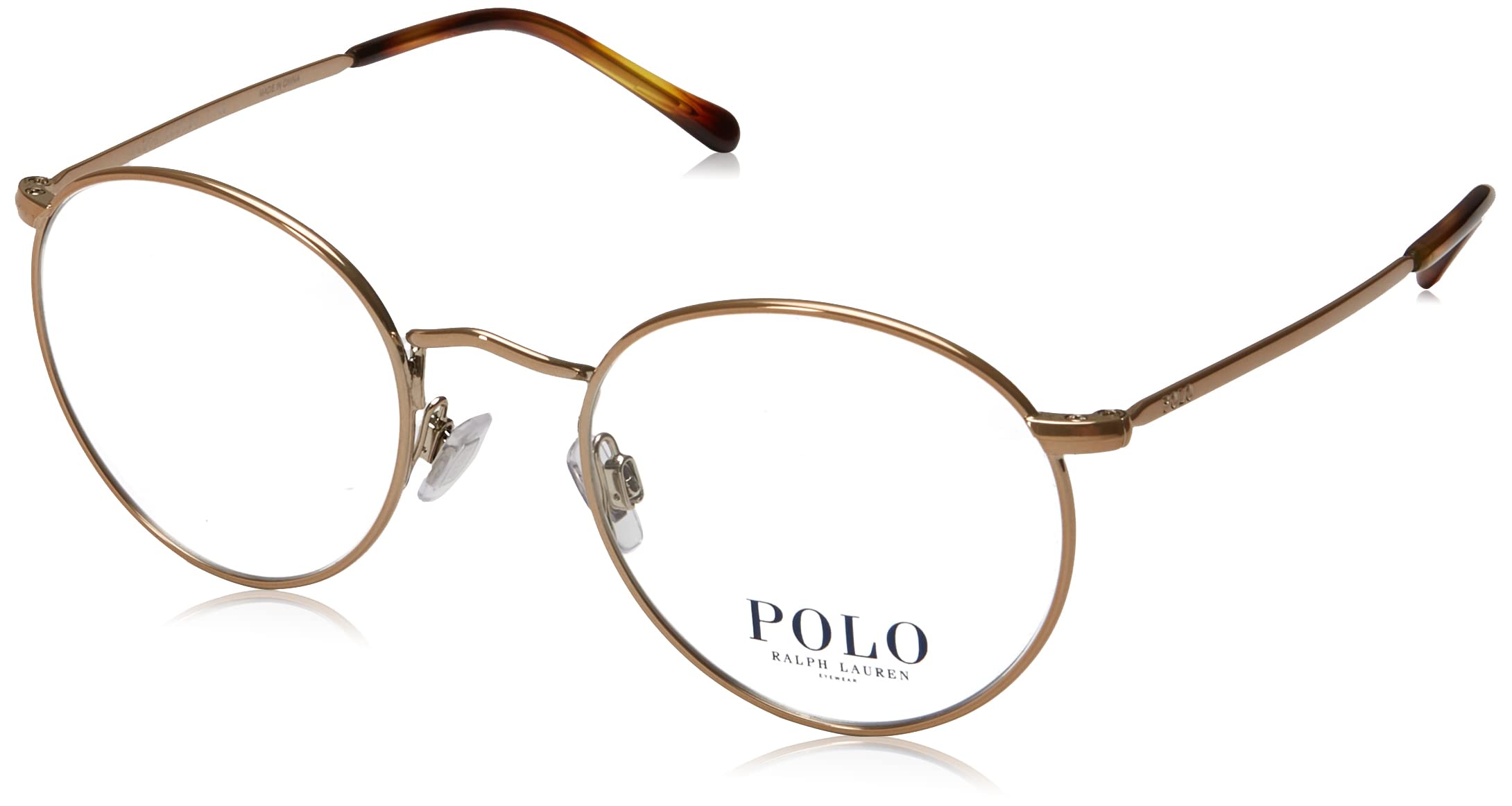 Polo Ralph Lauren Men's PH1179 Round Prescription Eyewear Frames, Shiny Dark Rose Gold/Demo Lens, 48 mm