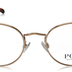 Polo Ralph Lauren Men's PH1179 Round Prescription Eyewear Frames, Shiny Dark Rose Gold/Demo Lens, 48 mm