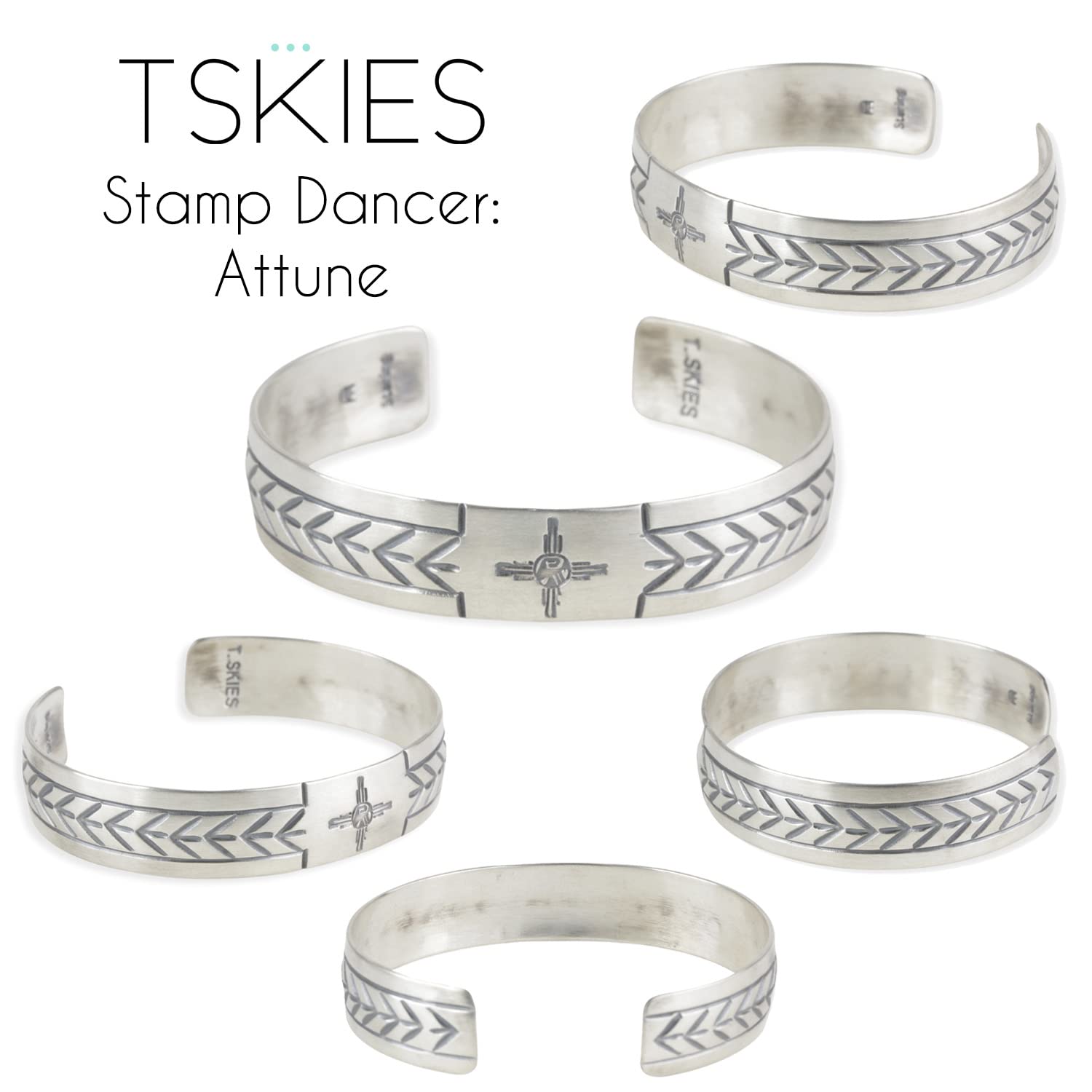 Turquoise Skies TSKIES Stamp Dancer: Attune Sterling Silver Cuff Bracelet (small)