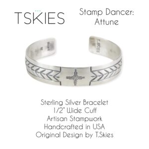 Turquoise Skies TSKIES Stamp Dancer: Attune Sterling Silver Cuff Bracelet (small)