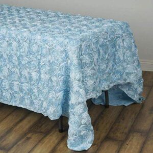 tableclothsfactory rosette/rose pattern rectangle tablecloth 90x132 - light blue tablecloth