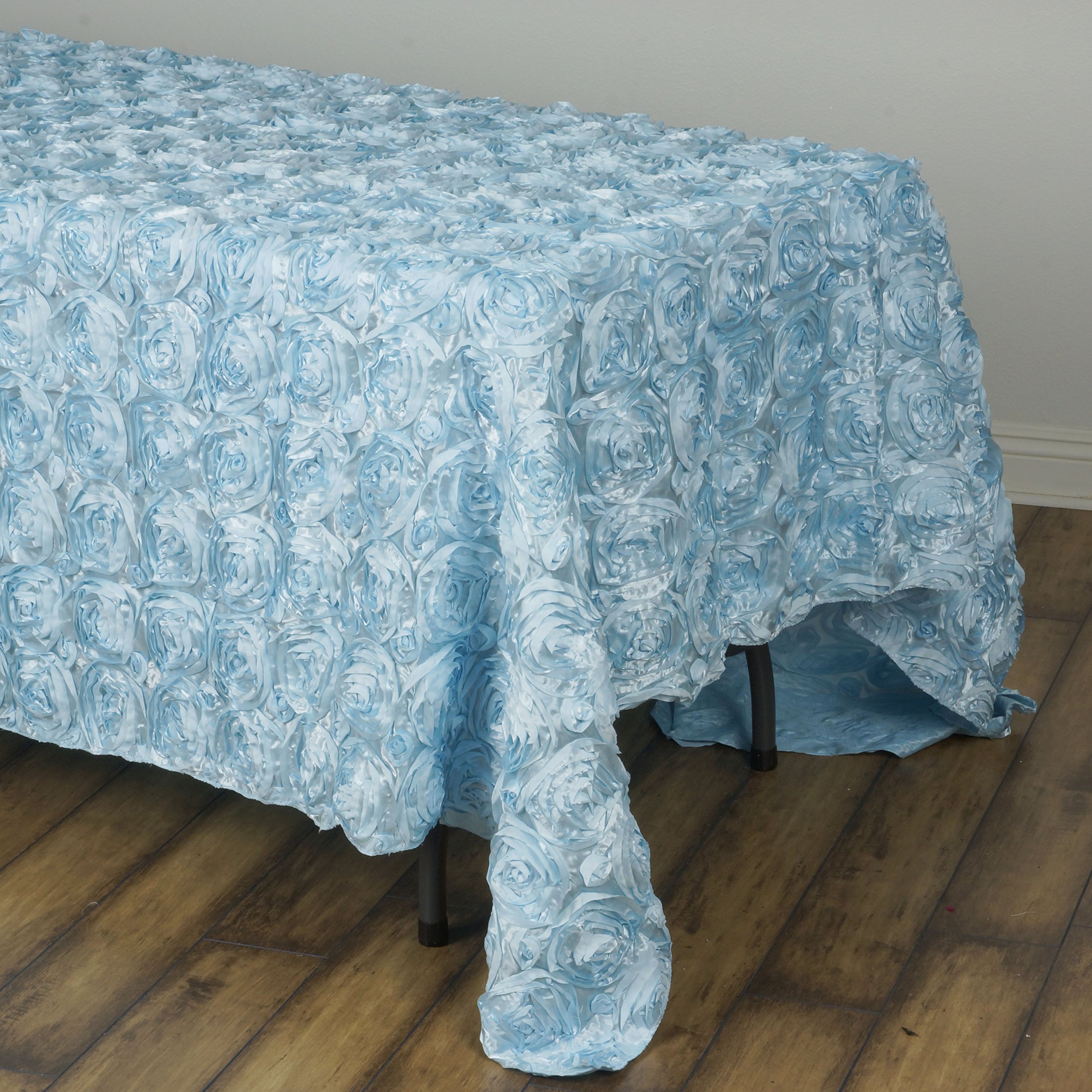 Tableclothsfactory Rosette/Rose Pattern Rectangle Tablecloth 90x132 - Light Blue Tablecloth