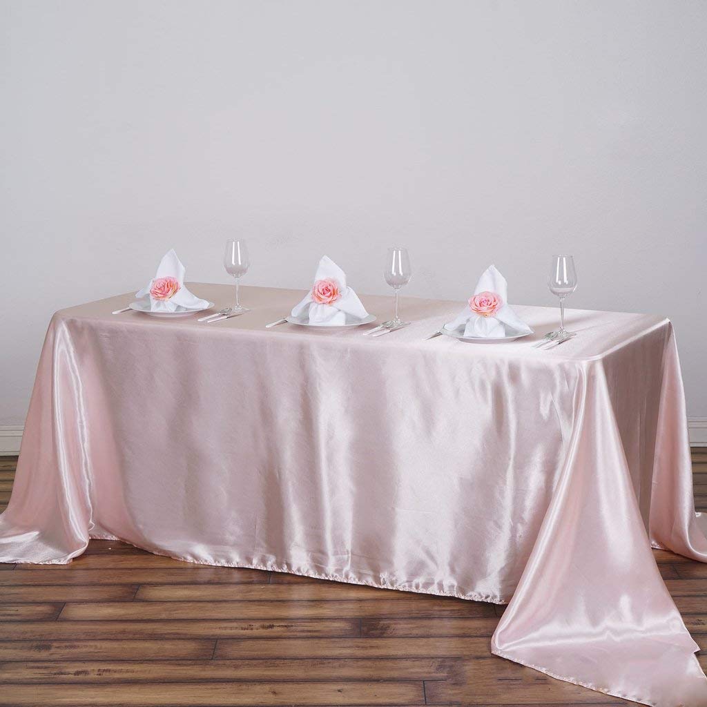 TABLECLOTHSFACTORY Blush 90x132 Rectangle Satin Tablecloth