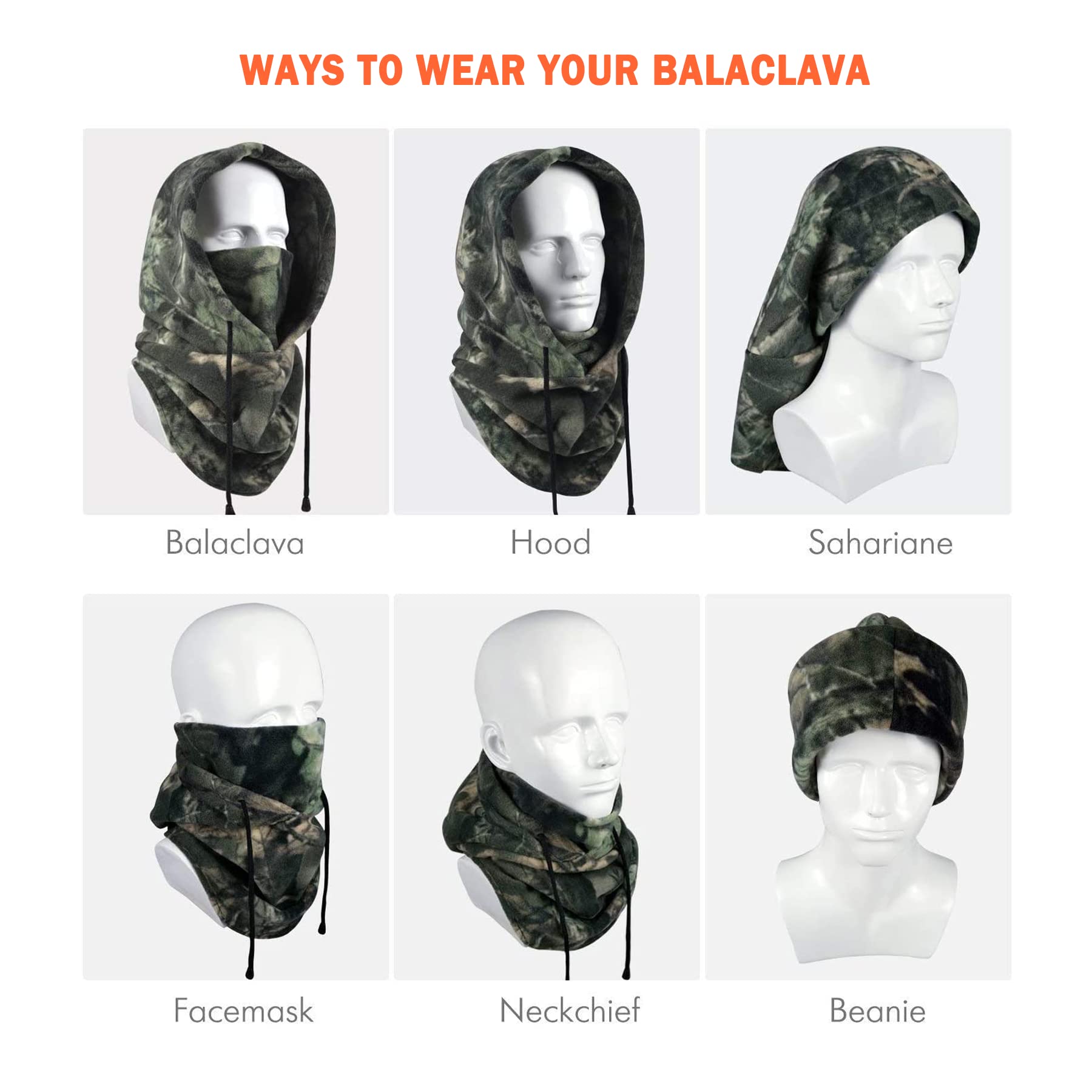 Your Choice Balaclava Ski Mask for Men, Hunting Face Mask, Camo Balaclava Face Mask Men for Cold Weather, Hunting Gear Gifts for Men Women, Extra Long Design