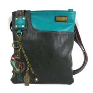 chala swing pack smartphone cross-body purse purse charm (black_ mini teal cat)