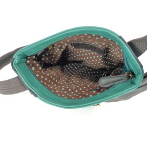 CHALA SWING Pack Smartphone Cross-Body Purse Purse Charm (Black_ Mini Teal Cat)