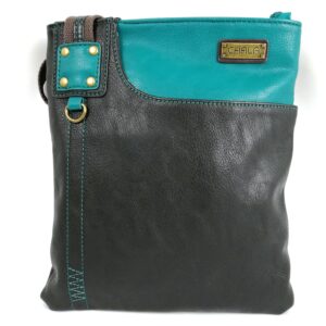 CHALA SWING Pack Smartphone Cross-Body Purse Purse Charm (Black_ Mini Teal Cat)