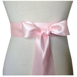 Wedding Sash Bridal Belts Simple Classic Silk Ribbon Sash for Dress (Pink)