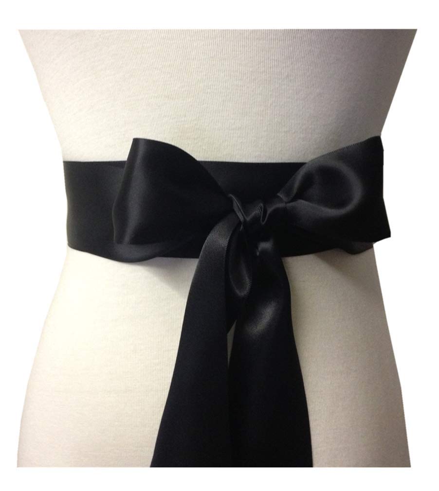 Wedding Sash Bridal Belts Simple Classic Silk Ribbon Sash, Black, Size One Size