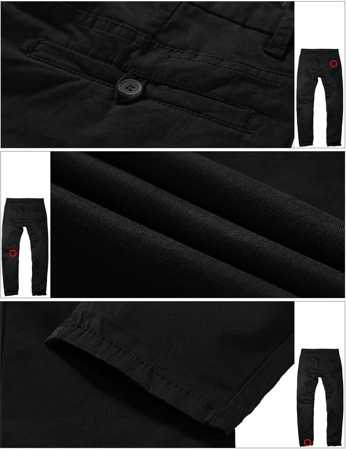 Match Men's Fit Tapered Stretchy Casual Pants (30W x 31L, 8103 Black)